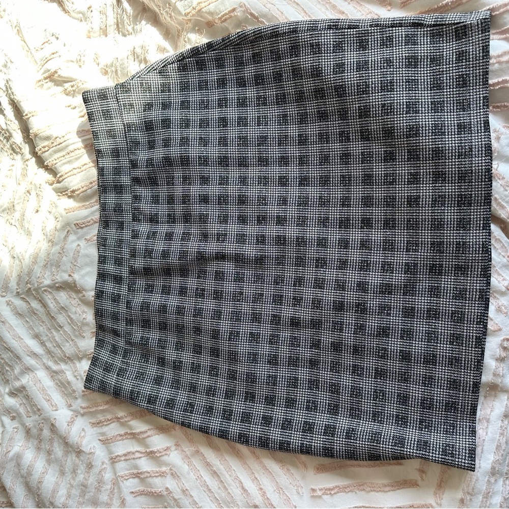 Black and White Plaid Ponte Pencil Skirt